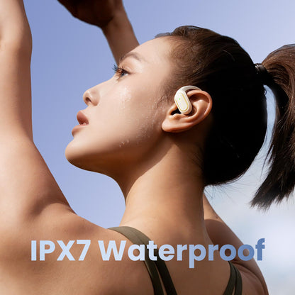 2026 Upgraded Open Ear Headphones,Over Ear Earbuds with Ergonomic Earhook,Bluetooth Headphones 6.0 with Smart Digital Display,80H Playtime,IPX7 Waterproof,Touch Control Operate Fit Cycling (White)