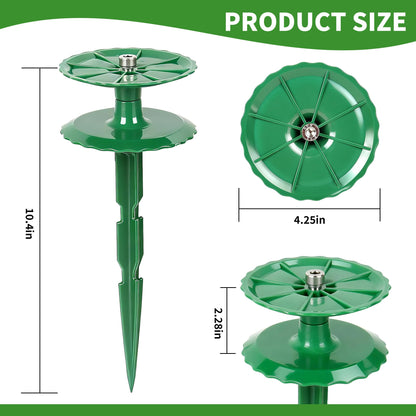4 Pack 10 Inch Garden Hose Guide Stakes, Upgraded Reinforced Disc, Rotatable Double-Disk Sun Protection Heavy-Duty Plastic Stake, Hose Guard for Yard, Lawn & Flower Bed Landscaping(Green 4Pcs)