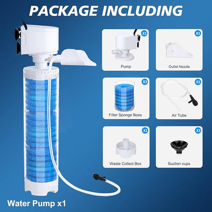 fishkeeper 20-100 Gal Multifunction Power Aquarium Filter, Up to 320GPH Adjustable Bubble & Silent Dual Mode Internal Fish Tank Filter for Filtration, Oxygenation, Circulation, Wavemaker