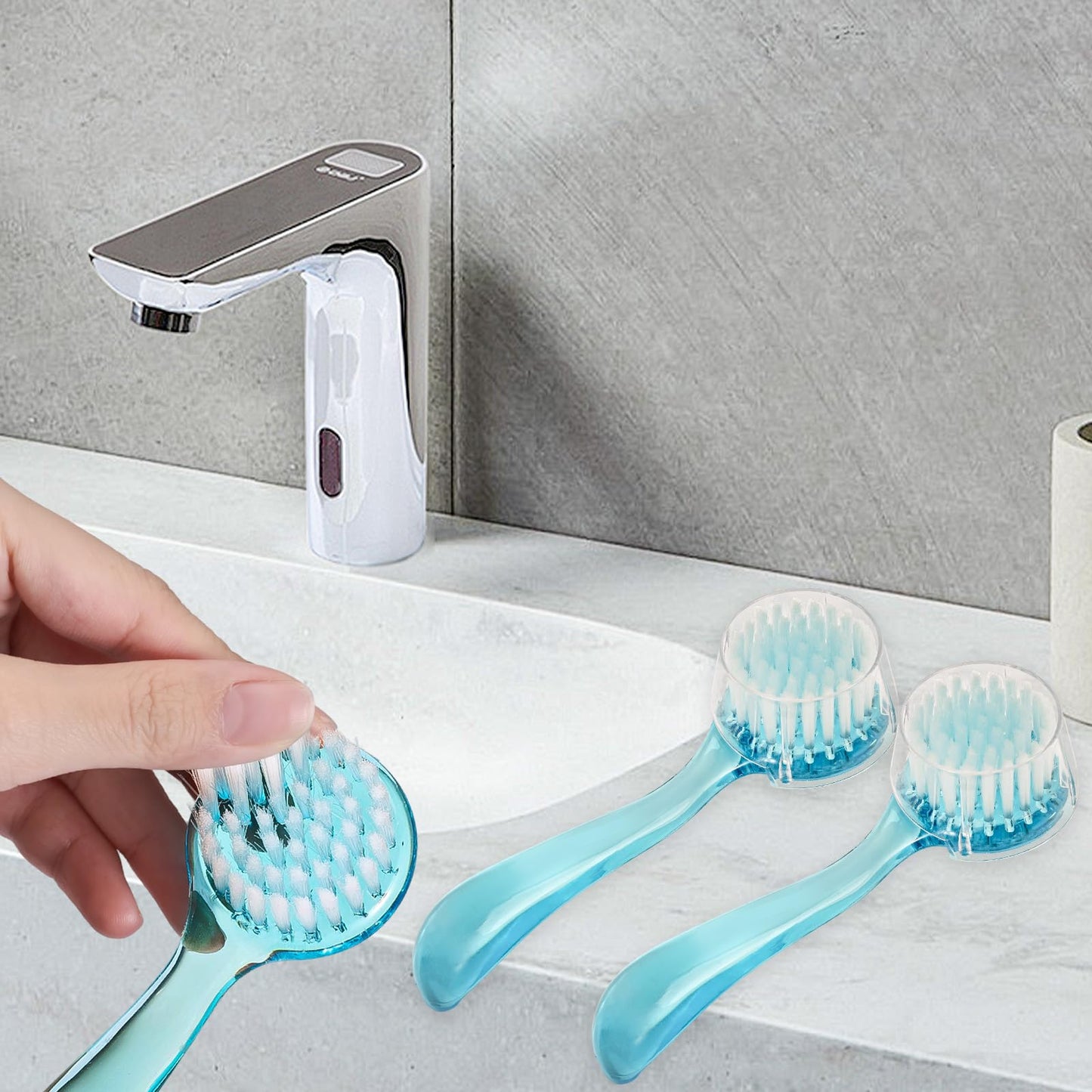 3 Pcs Facial Cleansing Brush, Useekoo Manual Face Brushes for Cleansing and Exfoliating, Face Scrubber to Massage, Deep Pore Exfoliation, Makeup Remove and Skin Care with Soft Bristles