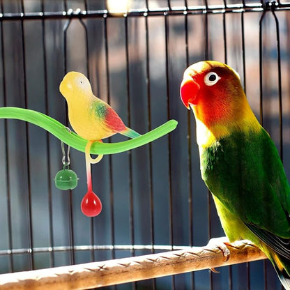 POPETPOP Swing Bird Model Bird Perch Toy Plastic Cage Stand Simulation Fake cage Toy Parakeets Perch Funny Teasing for Cockatiels Cockatoo Macaw