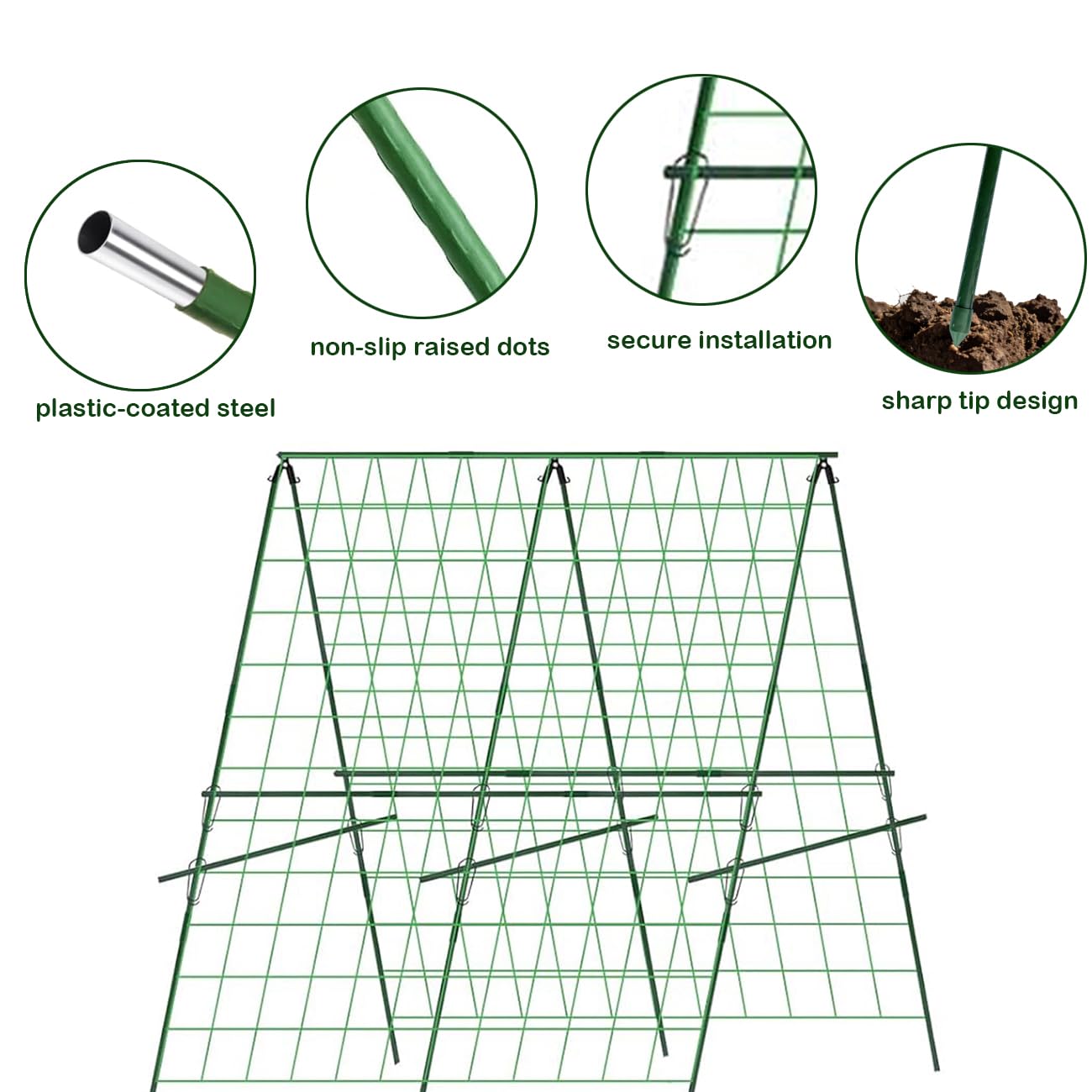 Cucumber Trellis, A-Frame Sturdy Garden Trellis for Raised Bed, Plant Support for Climbing, Plant Trellis for Bean Pea Rose Vine Plants, Plant Grow Support for Outdoor Raised Bed