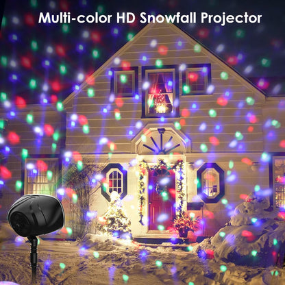 Syslux Christmas Projector Lights Outdoor, RGBW Christmas Snowfall Projector Light Rotating Falling Snow Projector with Remote Control Landscape Lights for House Yard Garden Halloween Christmas Decor