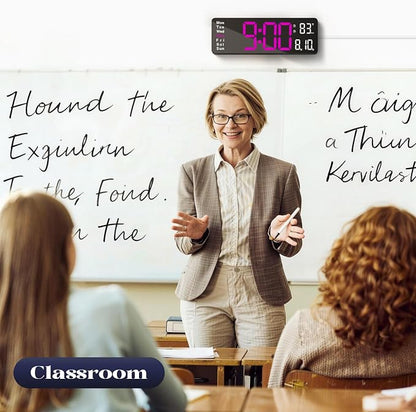 Digital Clock Large Display, 16" Large Digital Wall Clock for Classroom, Led Big Wall Clocks with Remote Control,Date,Week,Alarm,Temp,Night Light for Bedroom,Living Room,Gym,Office