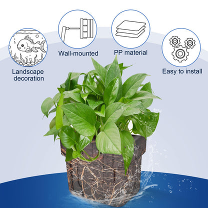 Gosknor 4pcs Aquarium Plant Holders, Transparent Plastic Fish Tank Plant Pots Hanging Aquarium Planter Aquarium Plant Basket Aquatic Plant Cup for Aquarium Fish Tank Hydroponic Plants