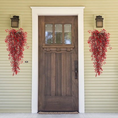 RECUTMS Vine Plant Fake 4 Pcs Ferns Artificial Plants Large Faux Hanging Plant Artificial Hanging Plants Wall Plants Fake Ivy Room Decor Home Garden Wedding Party Indoor Outdoor Decorations(Red 4P)