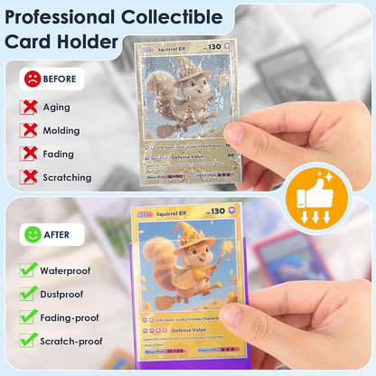 500 Pcs Card Sleeves for Trading Card, Matte Card Sleeves Deck Card Protectors Compatible with Baseball Cards, Sports Cards, Game Cards (Purple)