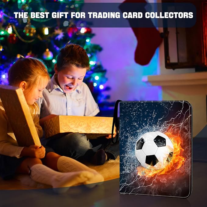 2026 Soccer Card Binder with Sleeve, 900 Pockets Trading Card Binder Sports Cards Storage Organizer for Football Baseball or Game Trading Cards with 50 Removable Sleeves Cards Collector Album