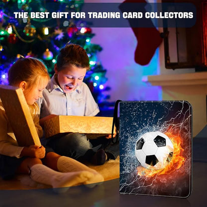 2026 Soccer Card Binder with Sleeve, 900 Pockets Trading Card Binder Sports Cards Storage Organizer for Football Baseball or Game Trading Cards with 50 Removable Sleeves Cards Collector Album