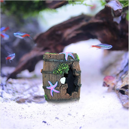 WishLotus Aquarium Fish Tank Decorations, Aquarium Hideout House Theme Plastic Plants Fish Cave Aquarium Castle Mermaid Ornaments, Shipwreck Hideouts Fish Tank Accessories Décor