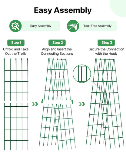 Suteck A-Frame Cucumber Trellis 59.4" 2 Pack - Metal Garden Trellis for Cucumbers, Peas, Beans & Climbing Plants, Foldable Outdoor & Indoor Vegetable Support for Raised Beds, Patios & Backyard