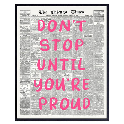 Cute Office Decor - Motivational Poster for Women 8x10 - Inspiring Quotes for Women - Positive Inspiration Wall Decor for Woman - Bedroom Decoration - Encouraging Gifts - Boss lady Newspaper Wall Art