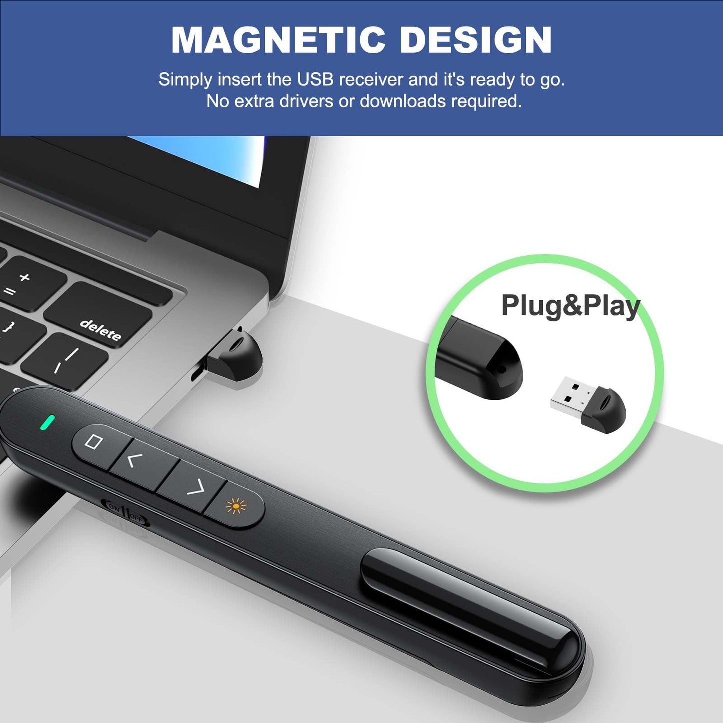 QUI Presenter Clicker Bundle | BK600 Slim-Shaped USB A Black & BQ100 Remote-Shaped USB A Black