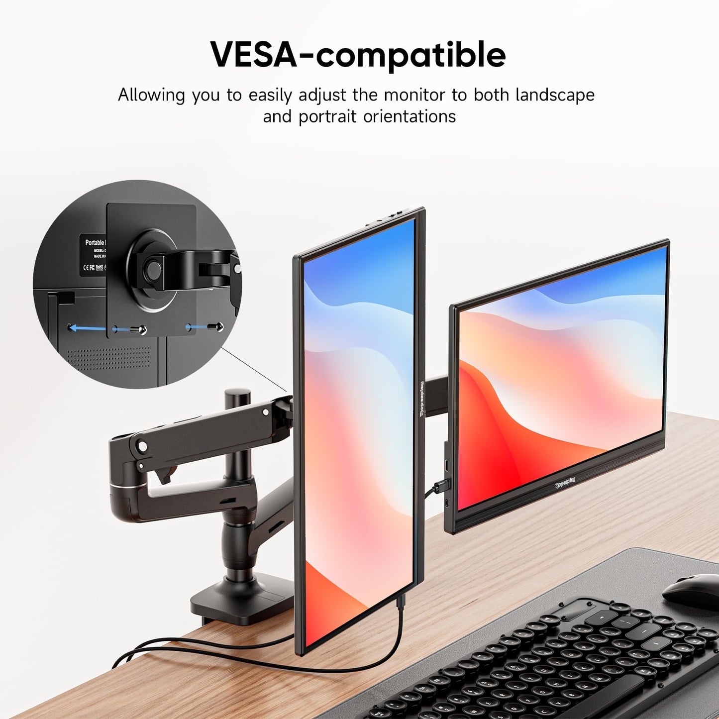 Dopesplay Portable Monitor, 15.6" FHD 1080P Portable Screen for Laptop with Adjustable Stand, USB-C HDMI Second External Monitor, Travel Screen Extender for Laptop Mac Phone PS4/5 Xbox Switch - Black
