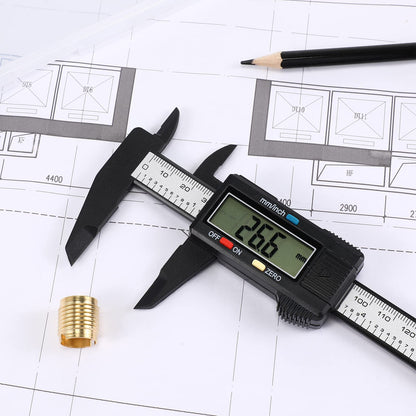 Simhevn Electronic Digital Calipers, inch and Millimeter Conversion,LCD Screen displays 0-6" Caliper Measuring Tool, Automatic Shutdown, Suitable for DIY/Jewelry Measurement (New150mm Black Plastic)