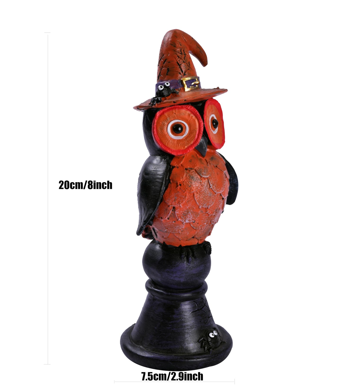 voiyio Resin Owl Statue Decor Home Indoor Halloween Party Decoration Figurine with Witch Hat Room Table Decoration Aesthetic Works of Art of Plastic (Orange)