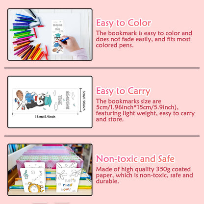 Anseal 120 PCS Color Your Own Bookmarks Bulk, DIY Bookmarks for Kids/Teens, Cute Animal Bookmarks for Reading Lover, 12 Styles Fun & Personalized Bookmark for Students, Classroom Rewards Supplies