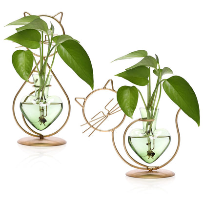 Plant Terrarium Plants Propagation Station Cat Lover Gifts for Women Home Office Decor Cat Desk Accessories