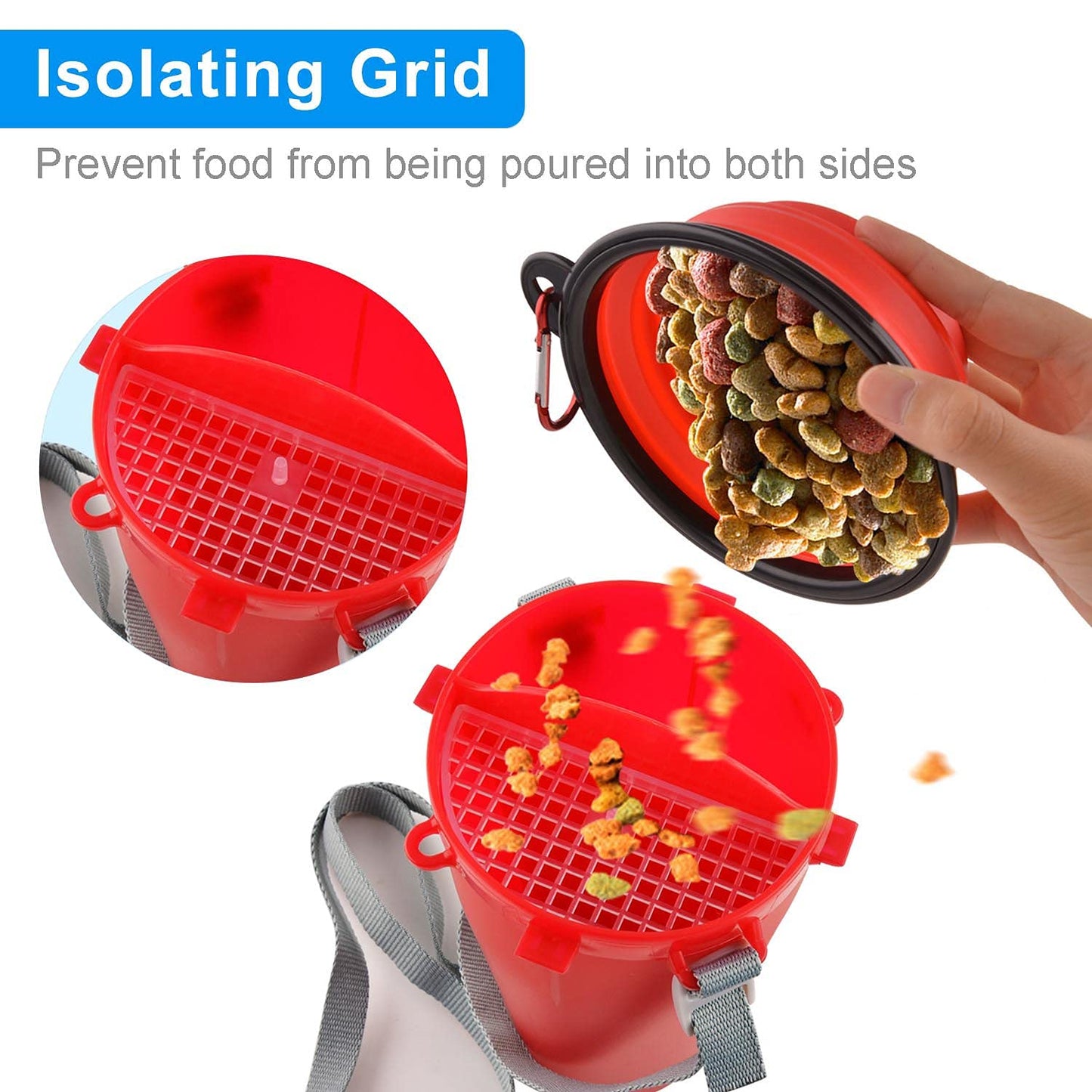 Dog Travel Water Bottle Collapsible Bowls, 2 in 1 Pet Food Container with Collapse Bowls, Outdoor Portable Water Bowls for Walking, Traveling, Camping and Hiking (Orange)