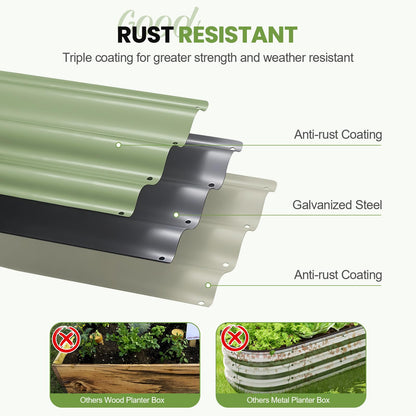 5-in-1 Adjustable Raised Garden Bed Kit | Galvanized Planter Boxes for Vegetables, Flowers | 12" Tall, Multiple Sizes (8x3x1ft, 9x2x1ft, 10x1x1ft, 6x5x1ft, 7x4x1ft) | Outdoor Metal Raised Bed, Green