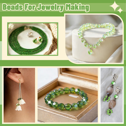 5057 Pcs Beaded Plant Kit Forever Plant Kit for Mirror Disco Ball Planter Making,Green Beads for Beaded Plants with Hanging Chain,Green Glass Leaf Beads Forever Plant Beads for Plant Making DIY Craft