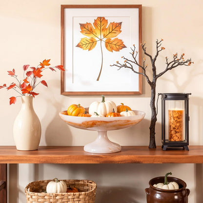 Singhoow 10 Inch Marble Fruit Bowl for Kitchen Counter Resin Large Decorative Bowls with Pedestal for Home Entryway Kitchen Storage Dining Table Centerpiece House Warming Gifts