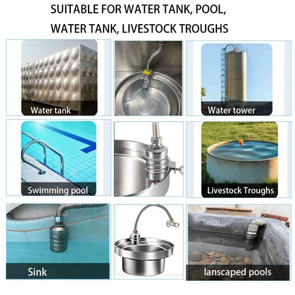 Float Valve1/2" 3/4" Auto Shut Off Mini Float Valve,304 Stainless Steel Auto Water Level Control Valve for Water Tank,Pool,Water Tank, Livestock Troughs 2pcs