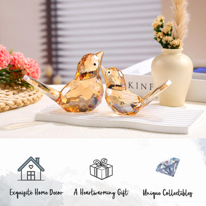 Crystal Birds Statues Modern Style Figurine Home Decor Decorative Ornaments for Living Room, Bedroom, Office Desktop Gold