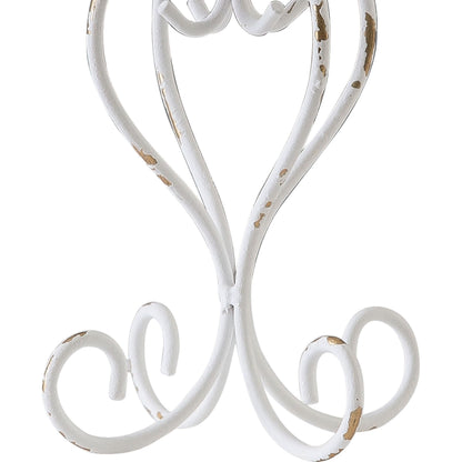 SOFE Metal Pillar Candle Holder, Shabby Chic White Candle Stand Scroll Shape 5.6 Inches Tall, Modern Farmhouse Candles Pedestal, Living Room, Bedroom, Dining Room, Coffee Table Decor