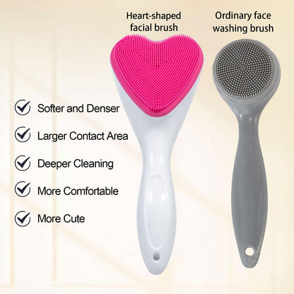 2 Pack Silicone Face Scrubber Exfoliating Brush, Manual Handheld Facial Cleansing Brush Blackhead Scrubber, Soft Bristles Waterproof for Face Skincare (Round-Pink)