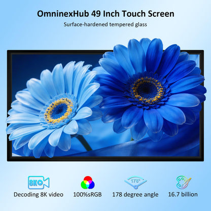 49" Smart Board, Electronic Interactive Smartboard for Classroom, Screen Mirroring, Android iOS 12, Digital Whiteboard for Presention Annotation Live Streaming(Wall Mount Included)