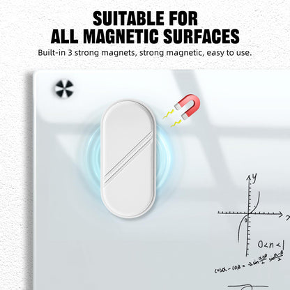 FUNISKETCH Magnetic Detachable Dry Erase Eraser, Glass Board Erasers, 1 Pack, Whiteboard Eraser for Dry Erase Board, Glass Board, Calendar Board, Office and School Supplies (White)