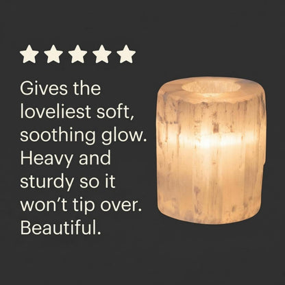 Natural Solid White Selenite Candleholder - Perfect for Meditation and Reflection - 3" Tall (1)