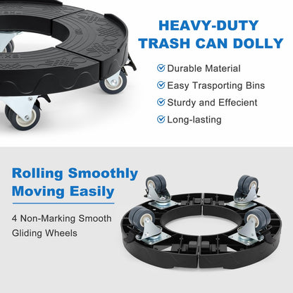 W B D WEIBIDA Trash Can Dolly Wheels Adjustable 15-19 Inch Round Roller with 4 Wheels Drum Cart Heavy Duty 440lbs Keg Truck Large Barrel Dollies Multi Functional Rolling Stand Plant Caddy