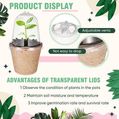 Baderke 120 Pcs Biodegradable Nursery Pots with 30 Humidity Dome and 30 Labels, 3.15" Plant Nursery Seed Starter Planter Biodegradable Peat Pots for Planting Seedlings, Vegetables (Round)