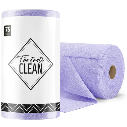 Fantasticlean Microfiber Cleaning Cloth Roll -150 Pack, Tear Away Microfiber Towels, 12" x 12", Reusable, Washable, Ultra Absorbent Dishcloth for Home Supplies, Car, Pet, Kitchen (2 Rolls of Grey)