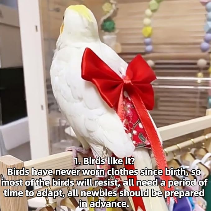 Bird Diaper Parrot Washable Diapers, Parrot Flight Suit, Reusable Nappies for Parakeet Cockatiel Mini Macaw Budgie Conure Lovebird (Red,Macaw)