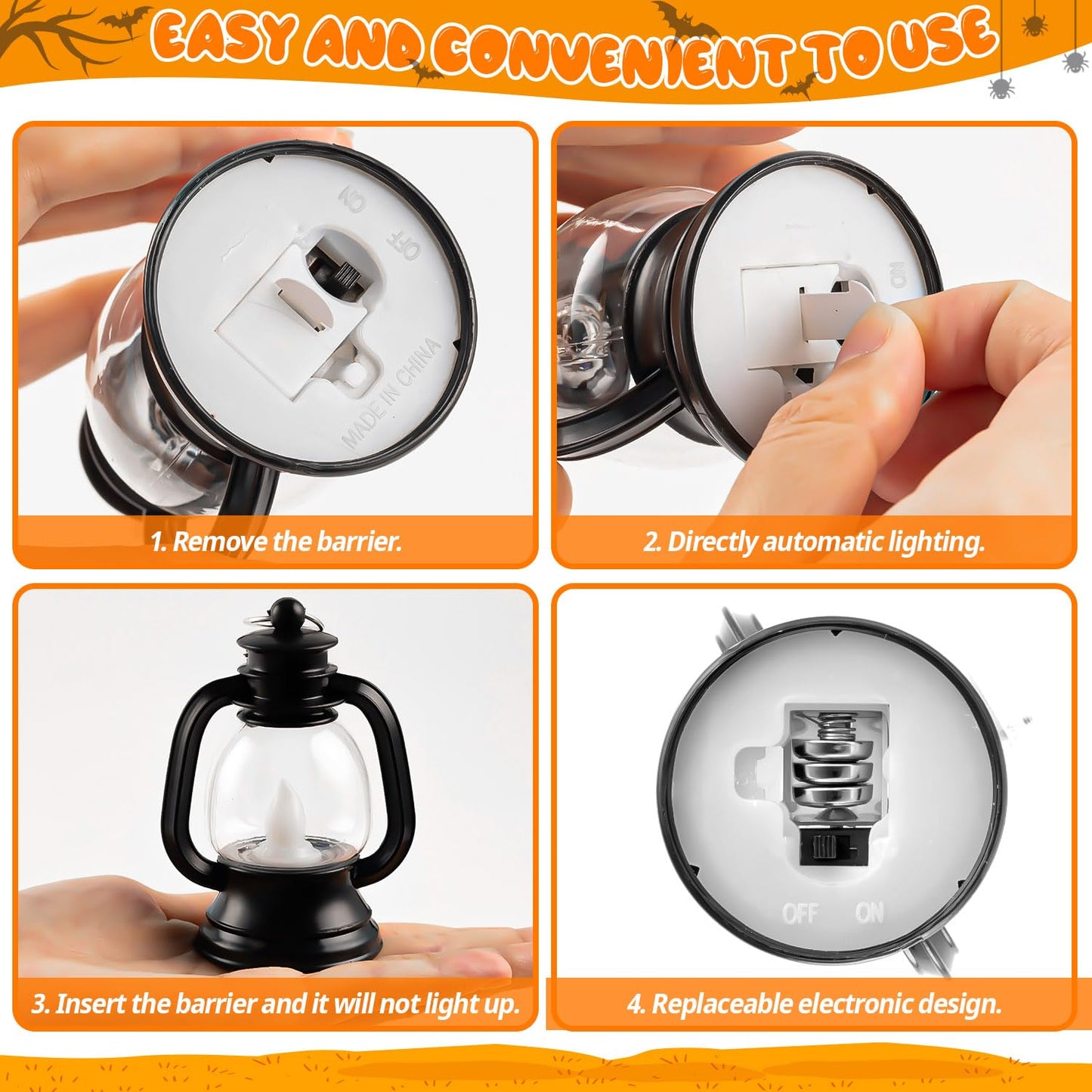 12 Pcs Halloween Mini Lantern, Lantern Centerpieces for Tables with LED Simulation Candle, 4 Inch Small Hanging Lantern, Lanterns Decorative for Wedding Centerpiece Tables (Warm Yellow