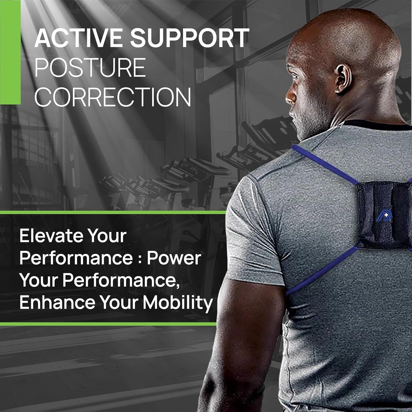 PRIMEKINETIX PostureMedic Dynamic Posture Brace for Neck and Back Support -For Enhanced Shoulder Alignment, Posture Improvement & Stretching- M(Green)