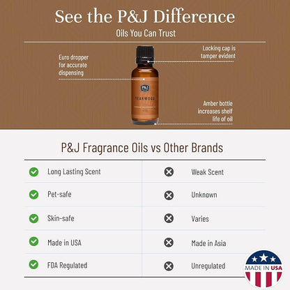 P&J Trading Fragrance Oil | Teakwood Oil 30ml - Candle Scents for Candle Making, Freshie Scents, Soap Making Supplies, Diffuser Oil Scents
