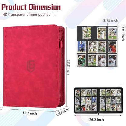 12 Pocket Card Binder,720 Pocket Trading Card Binder，Side Loading Collectible Card Albums for MTG, for TCG Football, Sports, Game Cards Red