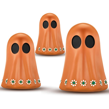 Tellingyou 3 Pcs Day of The Dead Resin Mexican Ghost Figurines Dia De Los Muertos Ghost Statue Terracotta Floral Tiered Tray Decor Table Centerpiece Halloween Home Desk Shelf Mantel Decoration Gifts