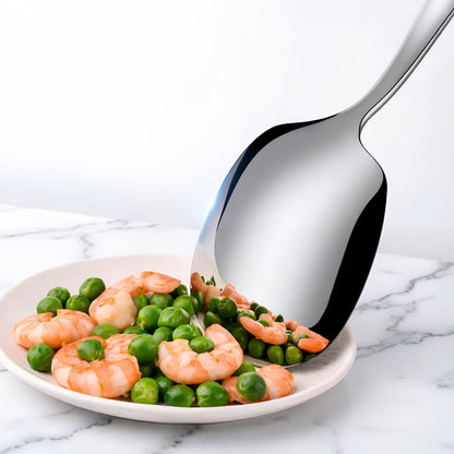 Wenkoni Large Buffet Serving Spoons,Heavy Duty 9.5X2.8 inches 316L Stainless Steel Serving Spoons Pack of 2,Silver