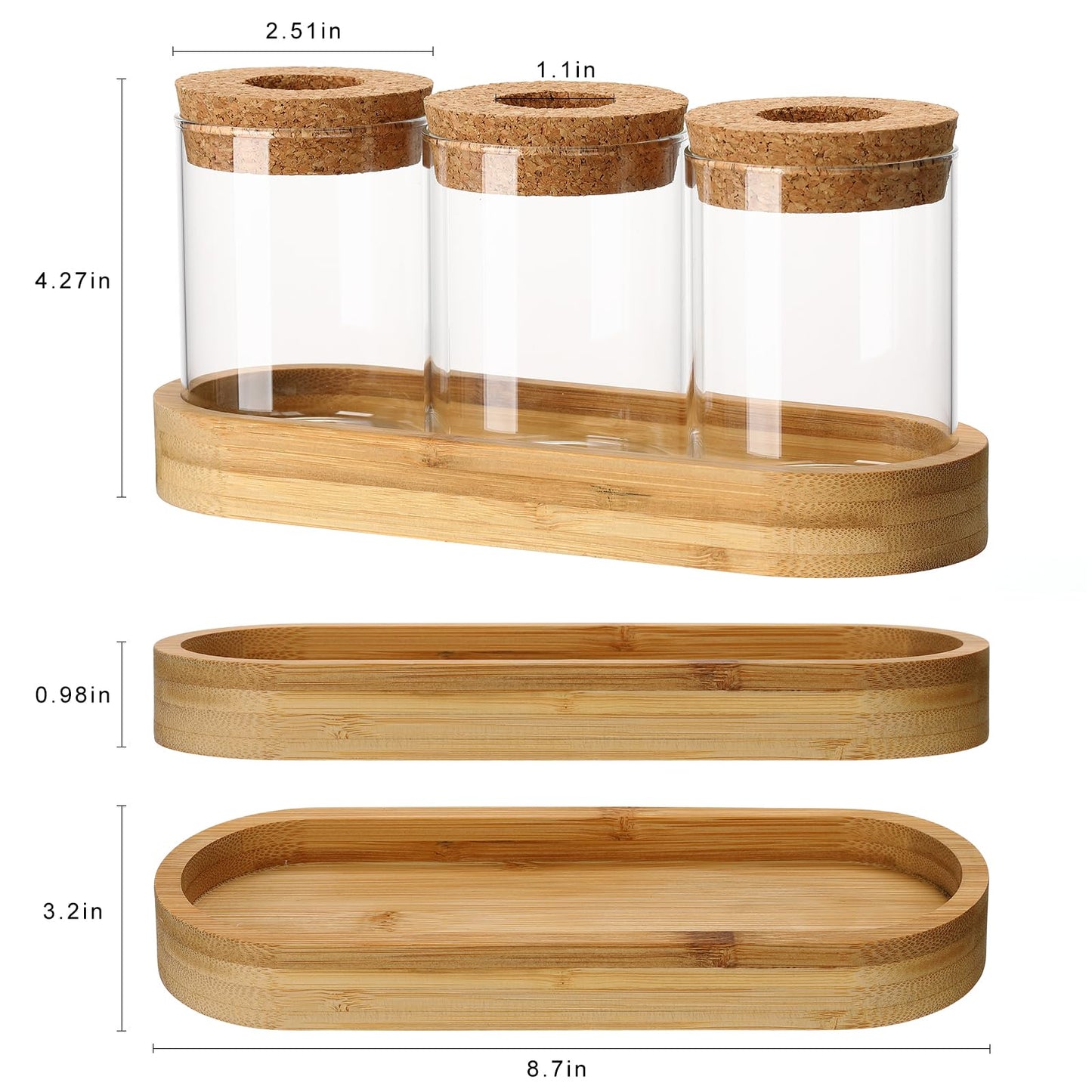 onepeng 3Pcs Propagation Stations, Plant Terrarium with Lid and Wooden Stand,Desktop Glass Planter Hydroponics Vase,Home Office Living Room Decor Gifts