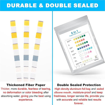 DaToo 8 in 1 Aquarium Test Kit Fish Tank Test Strips Accurate Water Quality Testing Strips for Ammonia PH Total Alkalinity Carbonate Hardness Free Chlorine Nitrate Nitrite Temperature (100 Strips)