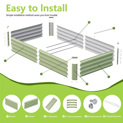Ayen Guard 2PCS 6x3x1FT Galvanized Raised Garden Bed, Galvanized Planter Raised Garden Boxes Outdoor, Large Metal Raised Garden Beds for Vegetables-Green