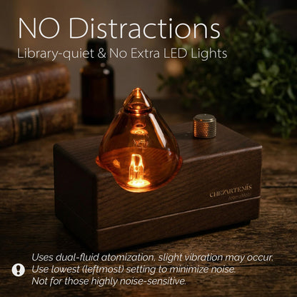 Amber Premium Glass Essential Oil Diffuser with Handmade Wood Base for Aromatherapy, Retro Waterless Scent Diffuser with Cool Mist, Rechargeable & Wireless Oil Nebulizer with LED & Timer, 2026 Model
