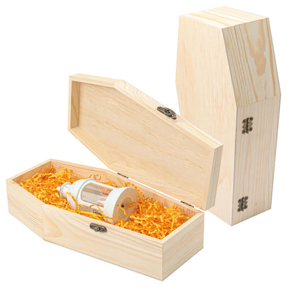 Yiksonyo 2 Pack 12 Inch Unfinished Wood Coffin Box, Wooden Coffin Box for Halloween Decor, Party Favors, and DIY Crafts