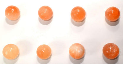 HQRP 40mm Natural Orange Selenite Sphere Polished Sparkling Gemstone Crystal Decor Mineral Ball from Morocco + Stand (1PC)