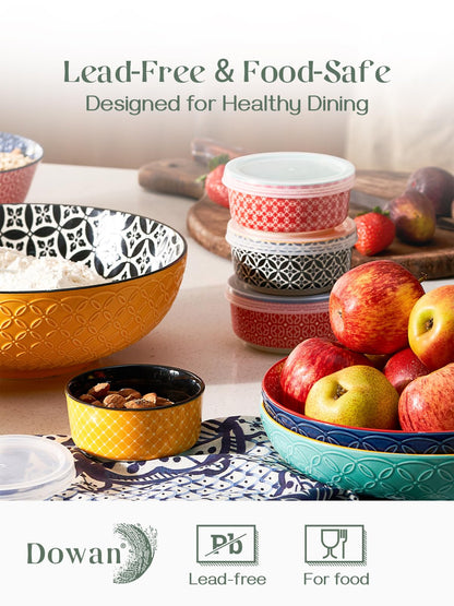 DOWAN Dipping Bowls with Lids, Ceramic Condiment Sauce Cups, 4 oz Dipping Sauce Bowls/Dishes for Charcuterie, Condiment, Tomato Sauce, Soy, BBQ and other Party Supplies, Kitchen Decor, Set of 6